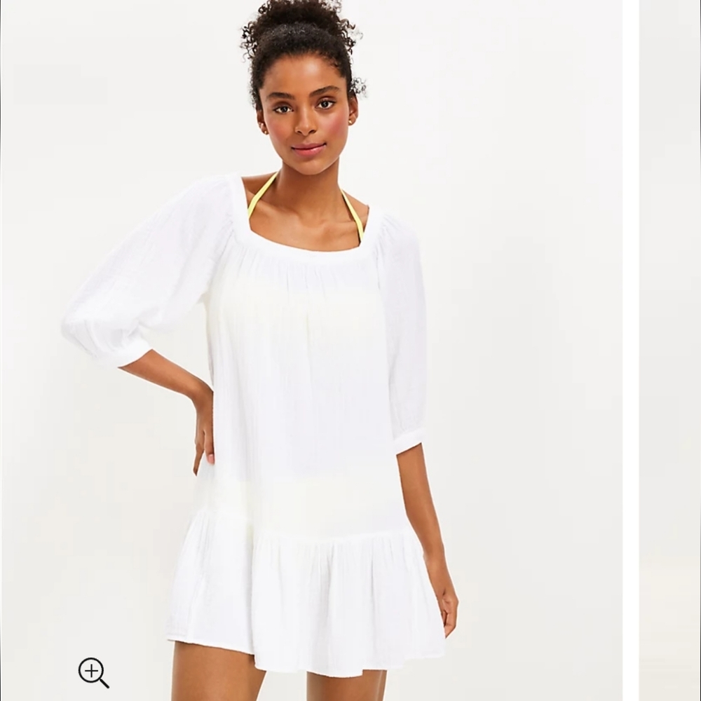 Loft Square Neck Flounce Swing Dress